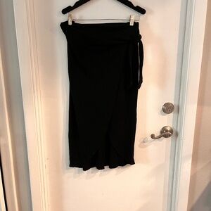 Reformation Black Midi Faux Wrap Skirt Size Large